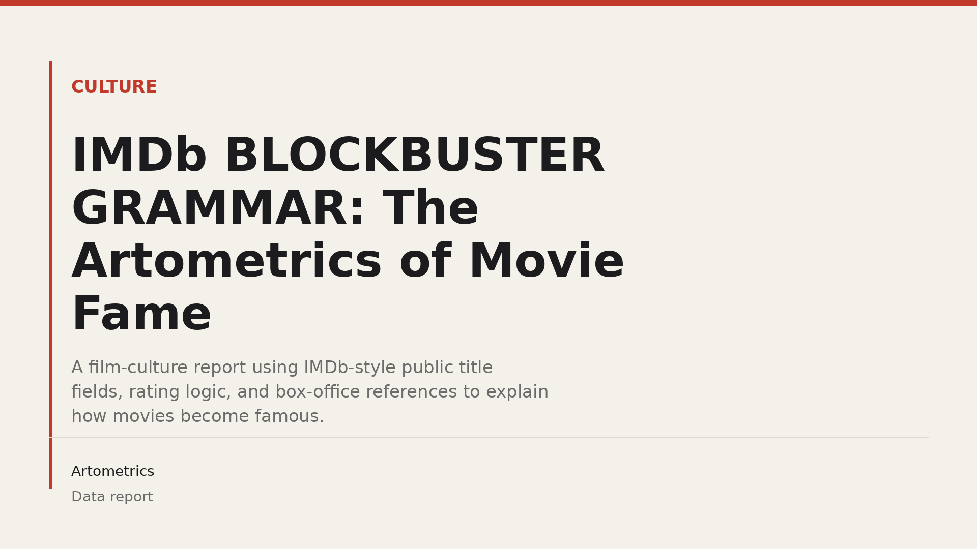 IMDb BLOCKBUSTER GRAMMAR: The Artometrics of Movie Fame