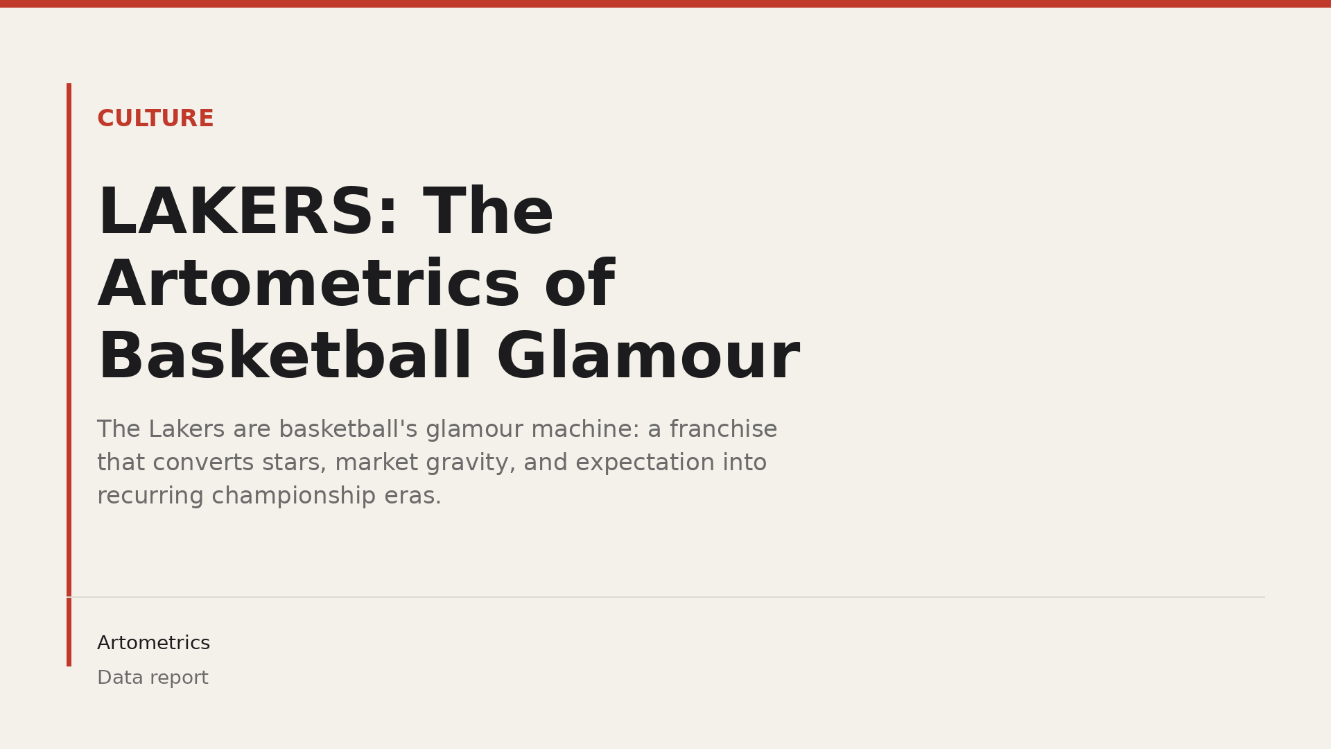 LAKERS: The Artometrics of Basketball Glamour